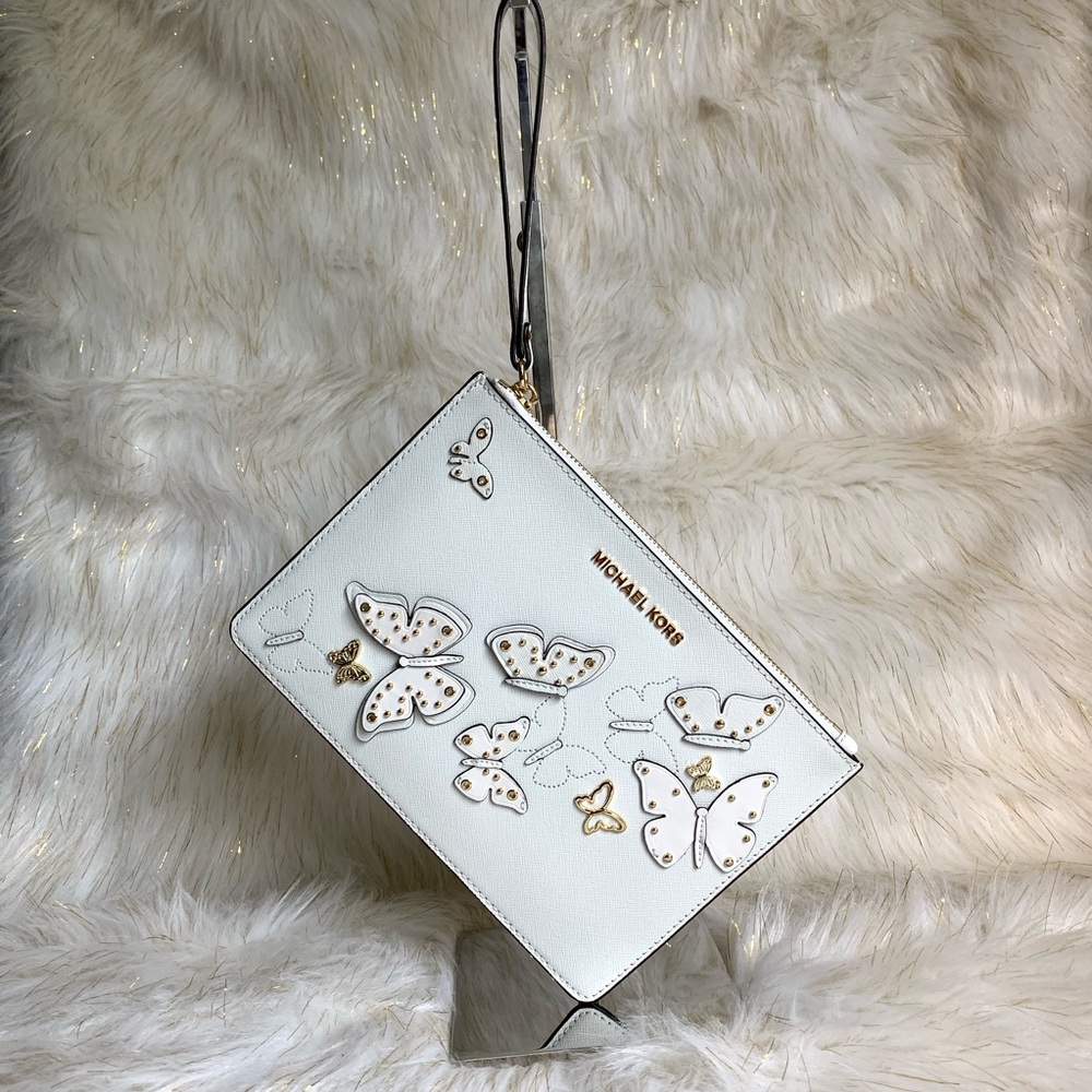 Michael Kors BUTTERFLIES XL ZIP WRISTLET/CLUTCH